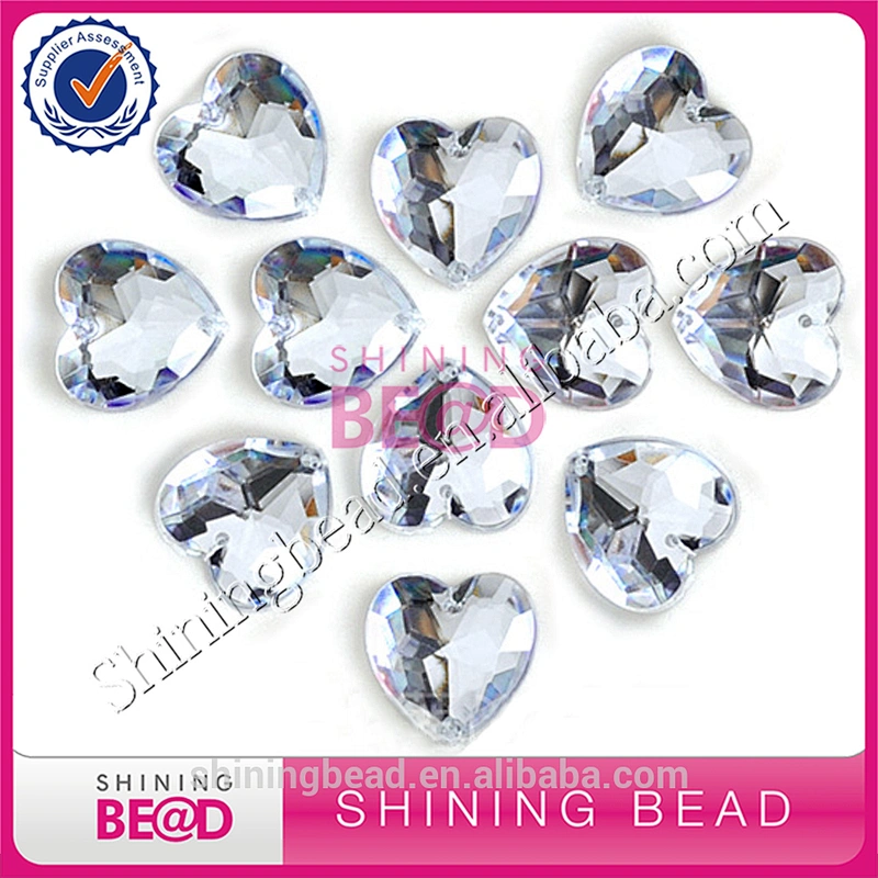 Wholesale high quality flat back heart shape acrylic rhinestones