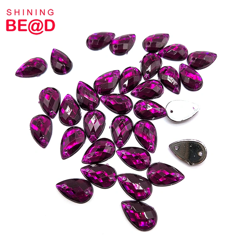 High Quality 8*13mm Water Drop Shape Sewing Flat Back Acrylic Rhinestones For Decoration,Resin Rhinestones Flat Back Acrylic