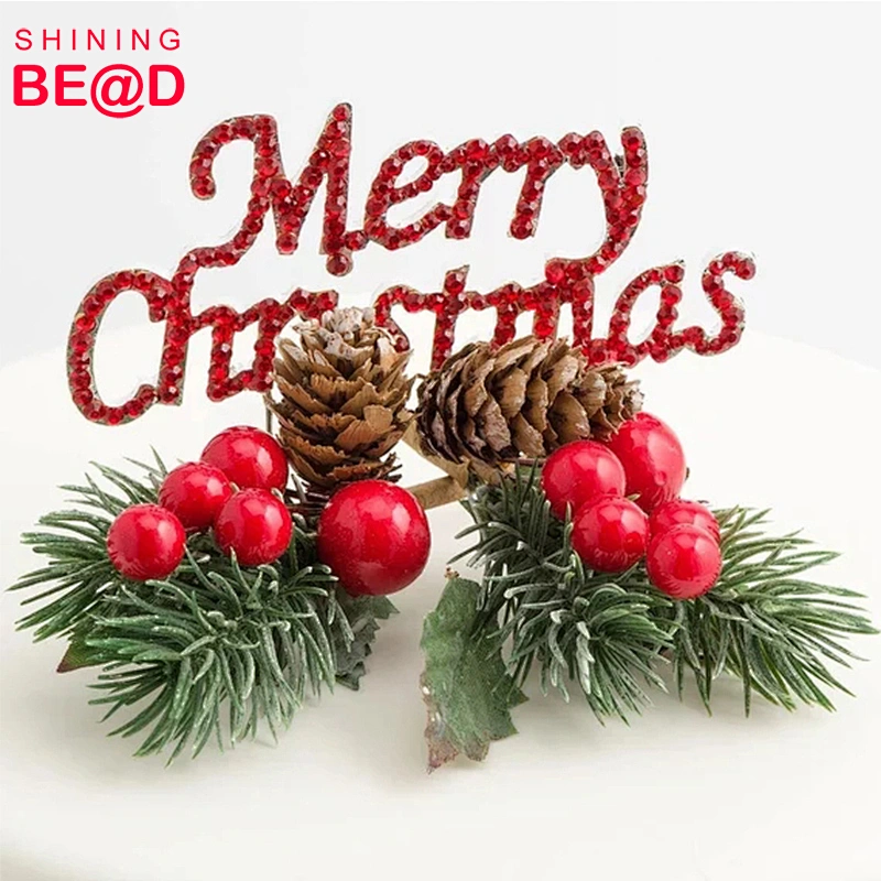 High quality christmas party celebration red diamante cake topper