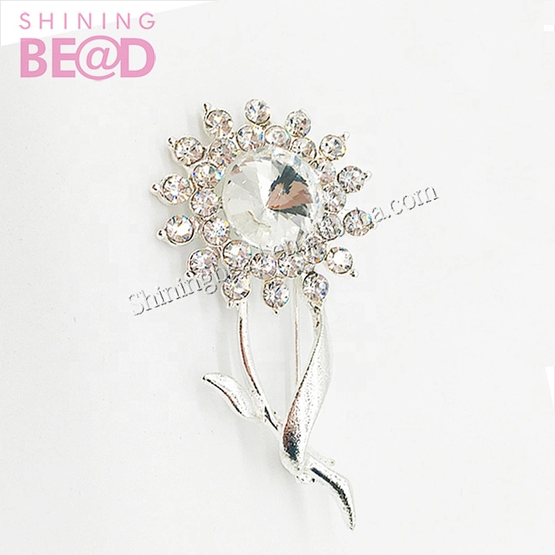 beautiful rose flower brooch crystal for wedding supply