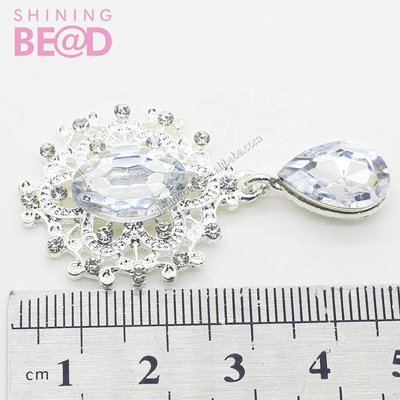 New Silver Rhinestone Brooch Button Crystal for Wedding Bouquet Child Hair Ribbon Decorative