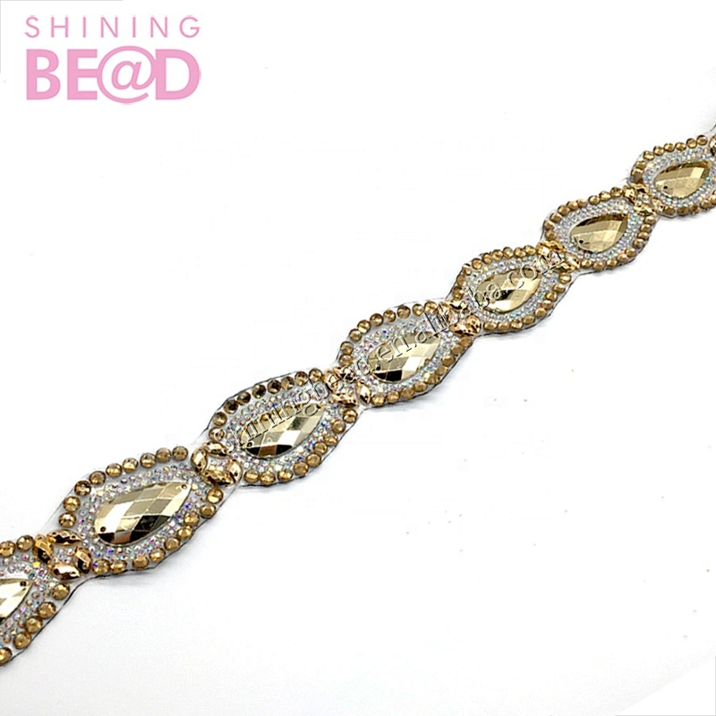 Hotsale rhinestone trimming rhinestone applique for sash cloth bag
