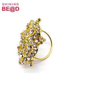 2020 Fashion Flower Shape Gold Plated Rhinestone Napkin Ring For Table Decoration,Napkin Rings For Weddings,Gold Napkin Rings