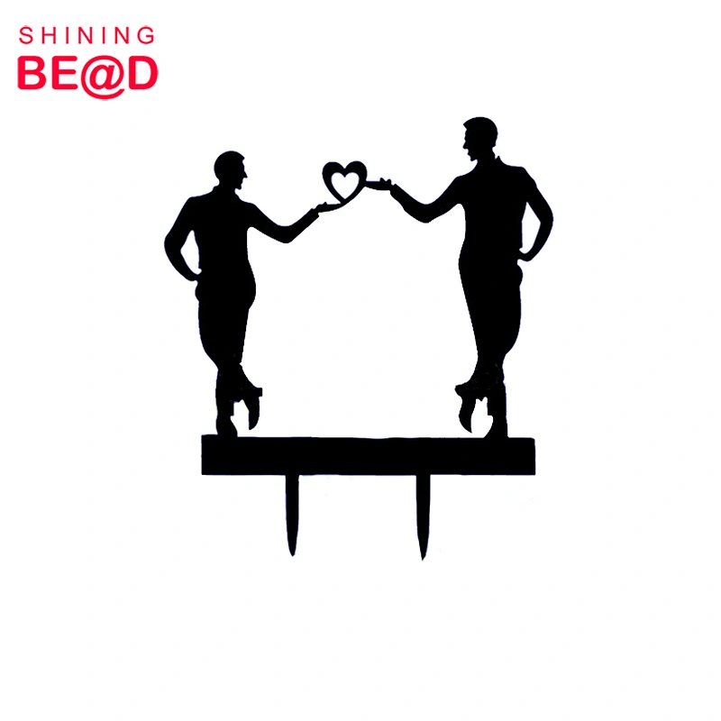 Wholesale High Quality Gay Marriage Silhouette Acrylic Cake Topper,Resin Gay Wedding Cake Topper,Funny Wedding Cake Toppers