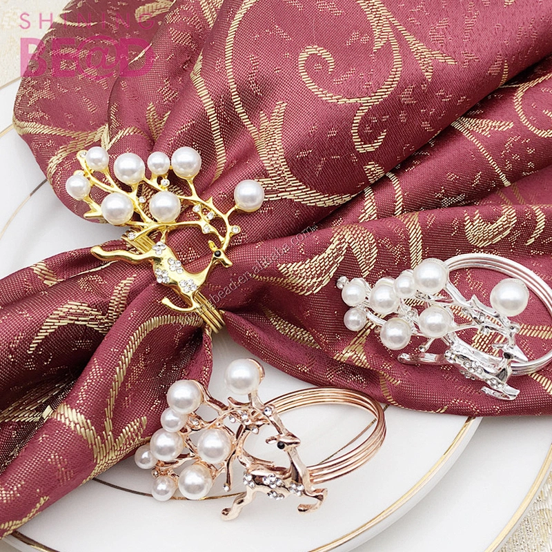 Hotsale Deer Napkin Ring Christmas Rose Gold Rhinestone Party Table Decorate Napkin Holder