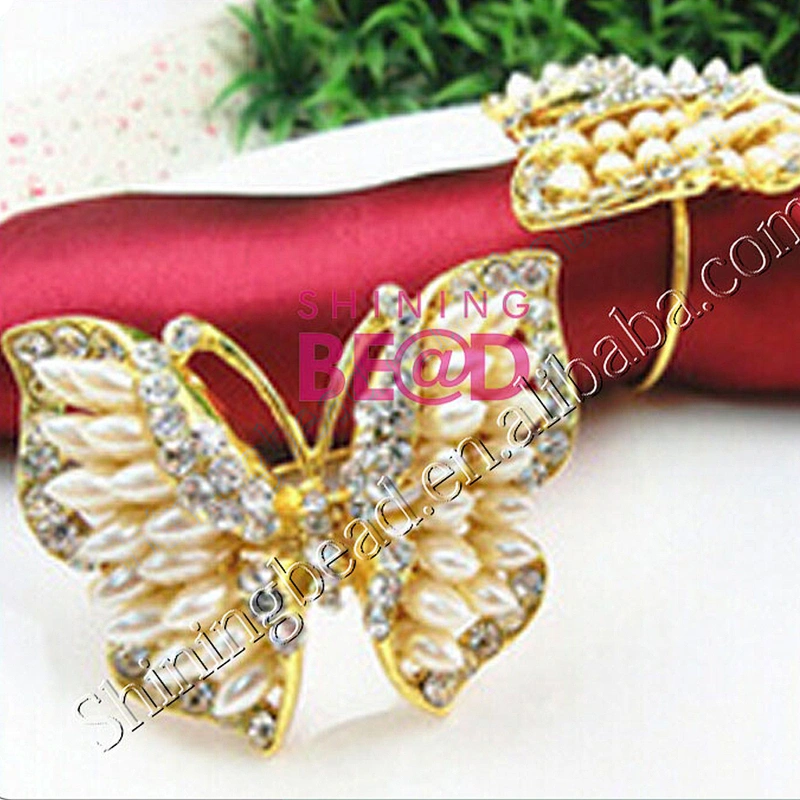 New Fashion Table Napkin Restaurant Butterfly Gold Napkin Rings