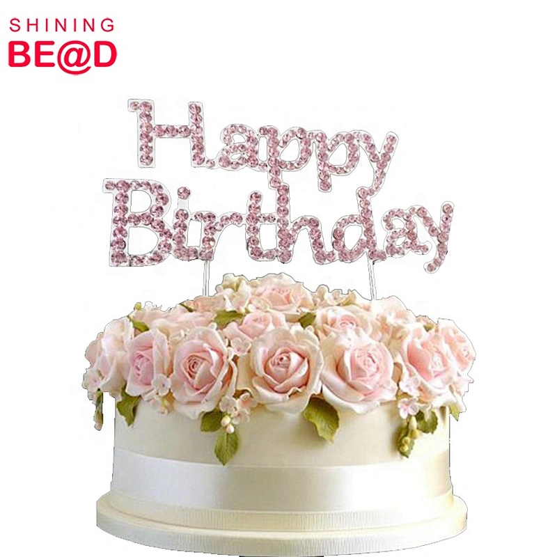 High Quality Birthday Cake Decoration Supplies-Rhinestone Happy Birthday Cake Topper,Happy Birthday Acrylic Cake Topper