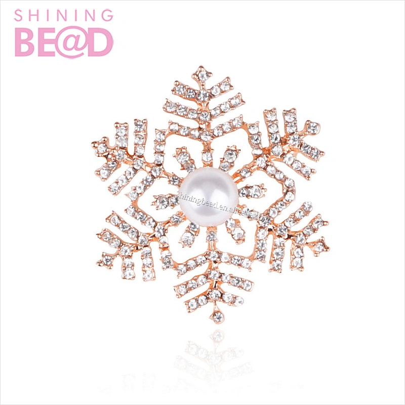 Rose Gold Color Plated Snowflake Various Designs Crystal Rhinestones Metal Brooch Pins Fashion Clothing Accessory Jewelry