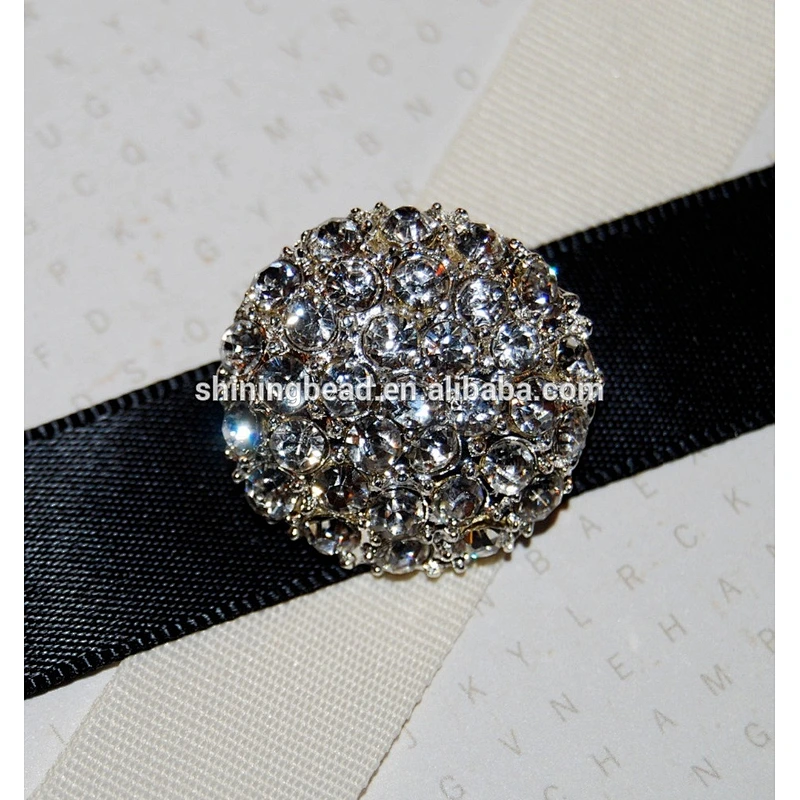 fashion scottish round shiny rhinestone brooches for invitation ribbon card decor