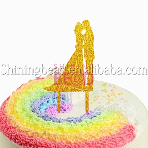 New Fashion festival Wedding Decoration Silver Gold Sparkle Letter Cake Topper