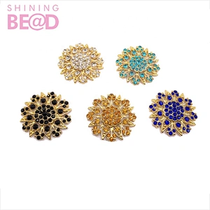 Vintage Gold Color Plated Flower Brooches for Women Wedding Rhinestone Bouquet Pins Clothing Jewelry Accessories