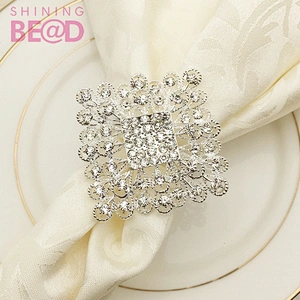 High quality wedding table decor rose rhinestone napkin rings