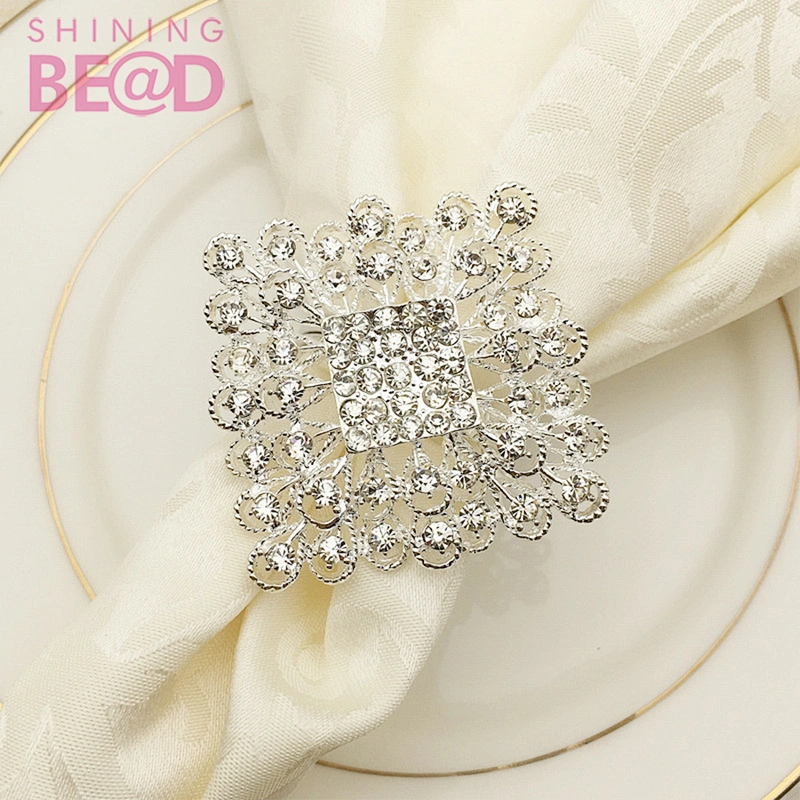 High quality wedding table decor rose rhinestone napkin rings