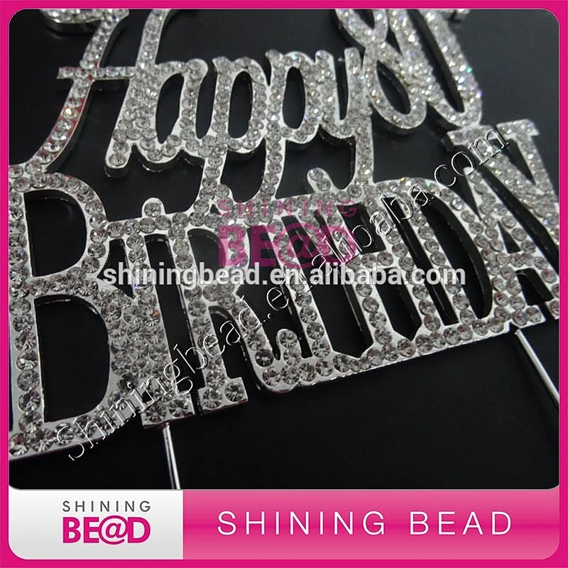 Personalized 80th happy birthday clear crystal rhinestone cake topper Wedding Party Decoration