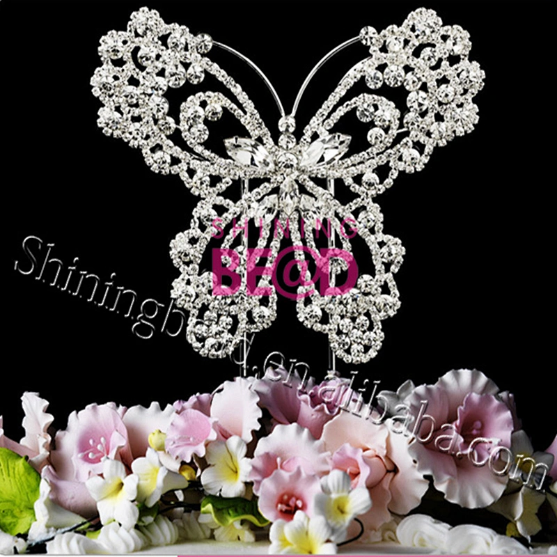 2020  Rhinestone Silver Crystal Butterfly Wedding Cake Topper For Wedding Party
