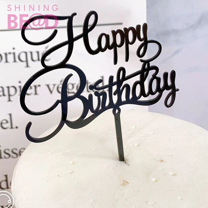 Happy Birthday Acrylic Cake Topper Pink Cupcake Topper For Birthday Party Cake Decorations Baby Shower