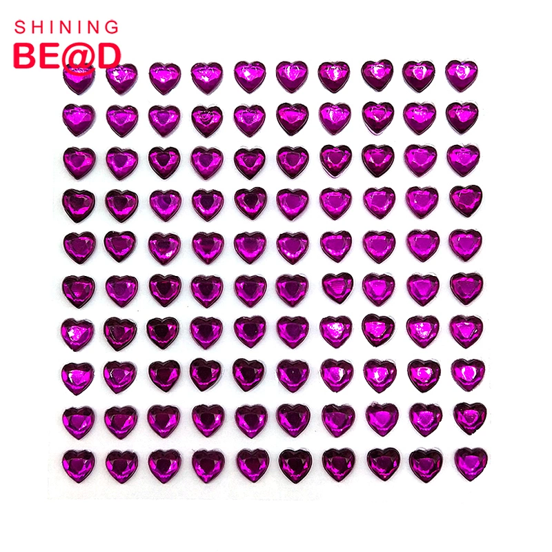 Sell High Quality 6mm Heart-shaped Self-adhesive Acrylic Rhinestone Stickers For Decoration,Rhinestone Sticker Sheet