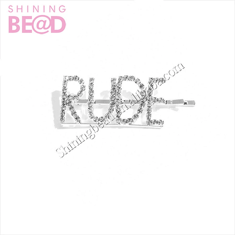 Shiny Hairpins Crystal  Rhinestones Word Letters Hair Clips Women Hairgrip Diamond Hair Accessories Clips Clamp