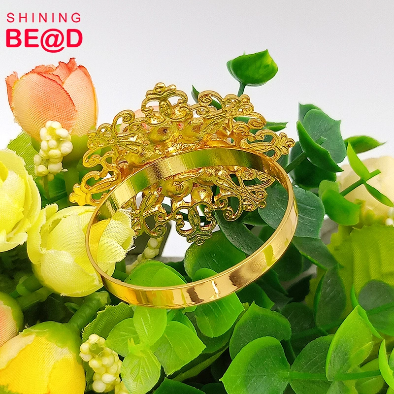 Hot sale gold-plated flower napkin ring gold for wedding parties