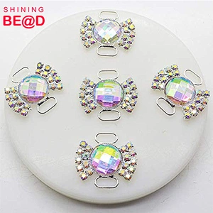 Fashion Silver Plated AB Crystal 30mmx32mm Bikini Connector Rhinestone Buckles Chain For Beachwear Connection