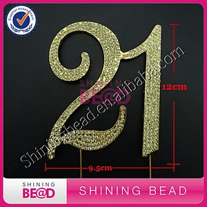 Cheap New cake topper number 21 cake stand diamond cake accessory for party