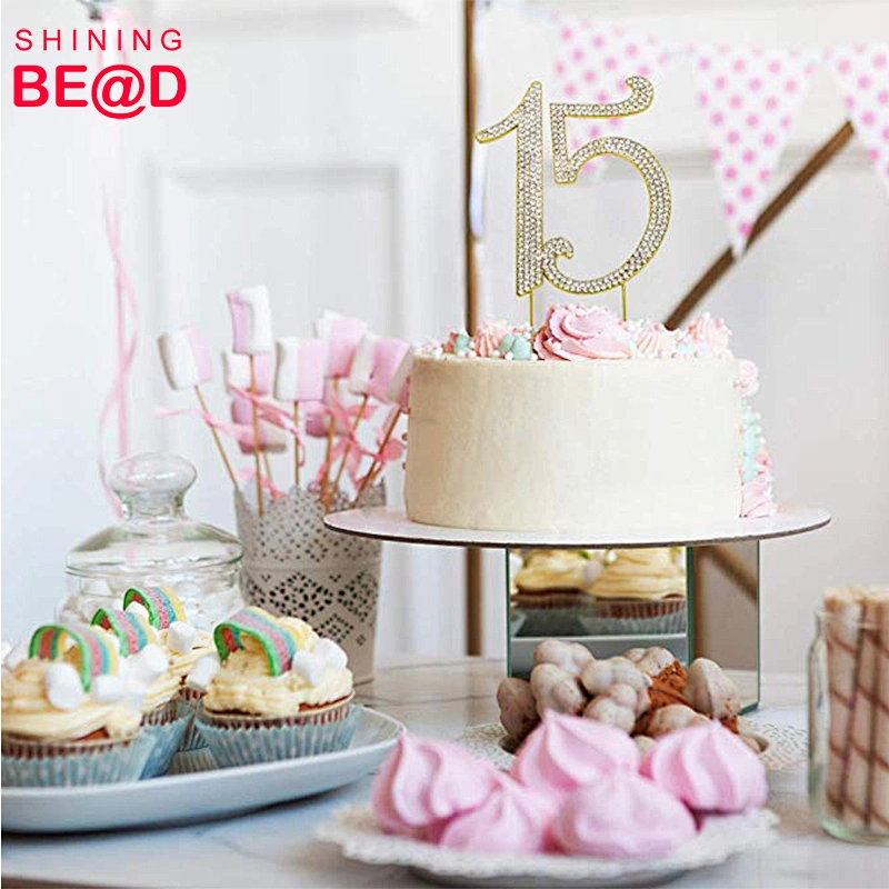 2020 new arrivals Rhinestone 15 Cake Topper for 15th Birthday /Anniversary Party decoration
