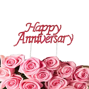 Wholesale Anniversary Party Cake Supplies Happy Anniversary Rhinestone Cake Topper