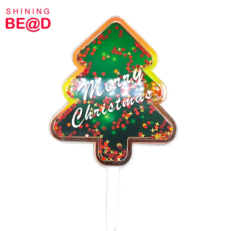 2021 Newest Christmas Tree Shaped Merry Christmas Acrylic Cake Topper For Party Decoration,Led Sign For Merry Christmas