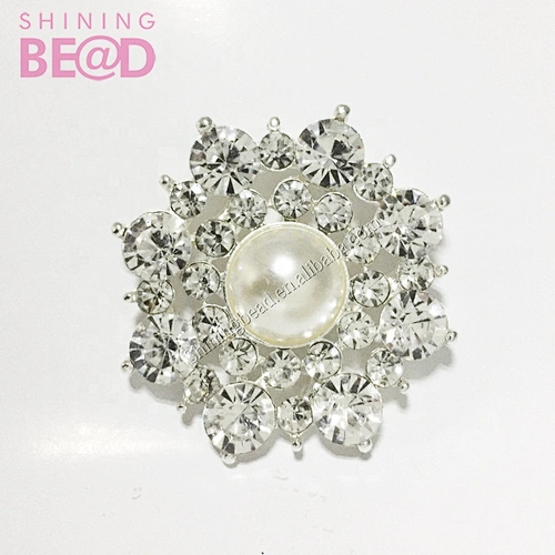 New product round crystal flower brooch pin for wedding dress
