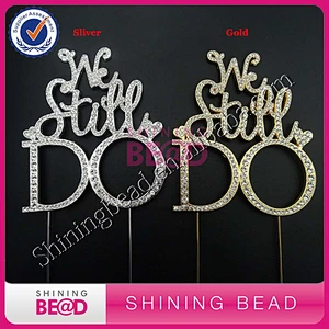 2020 Cake Centerpiece Clear Rhinestone Silver Alloy Rhinestone Letter Cake Topper For Wedding Cake