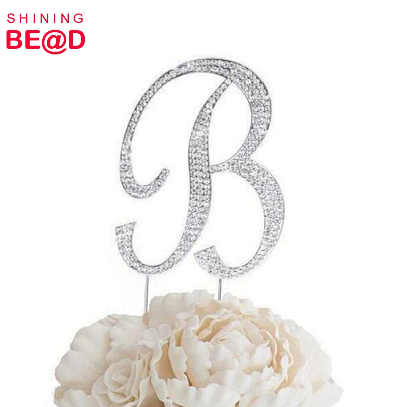 Silver Monogram Sparkly Rhinestones Cake Topper Letter N For Wedding, Birthday & Anniversary Party Decoration