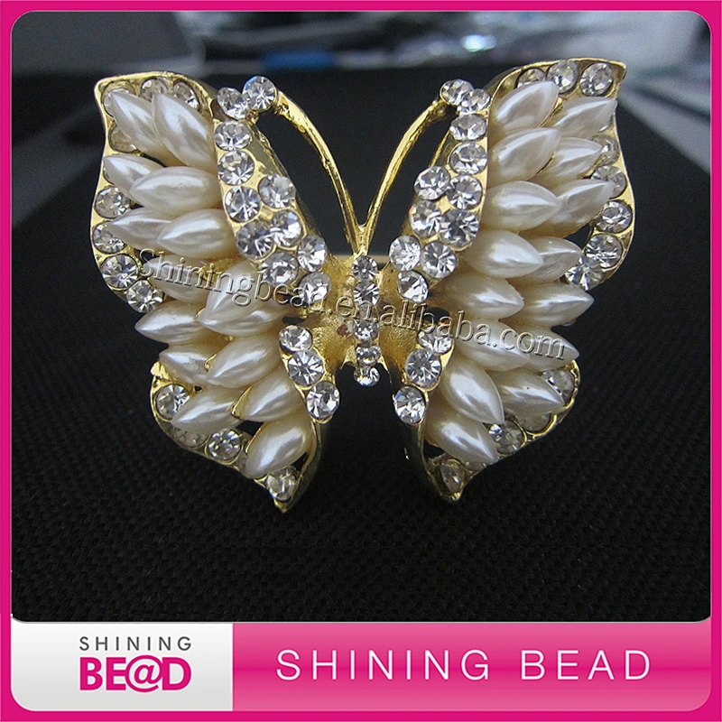 Sparkling Gold Metal Butterfly Pearl Napkin Ring Holder Wedding,Engagement Supplies For Party Deco