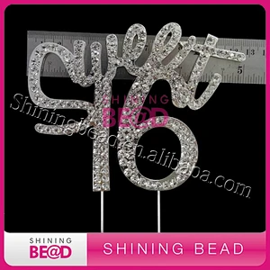 Hot sale sweet sixteen rhinestone cake topper wedding cake decorate
