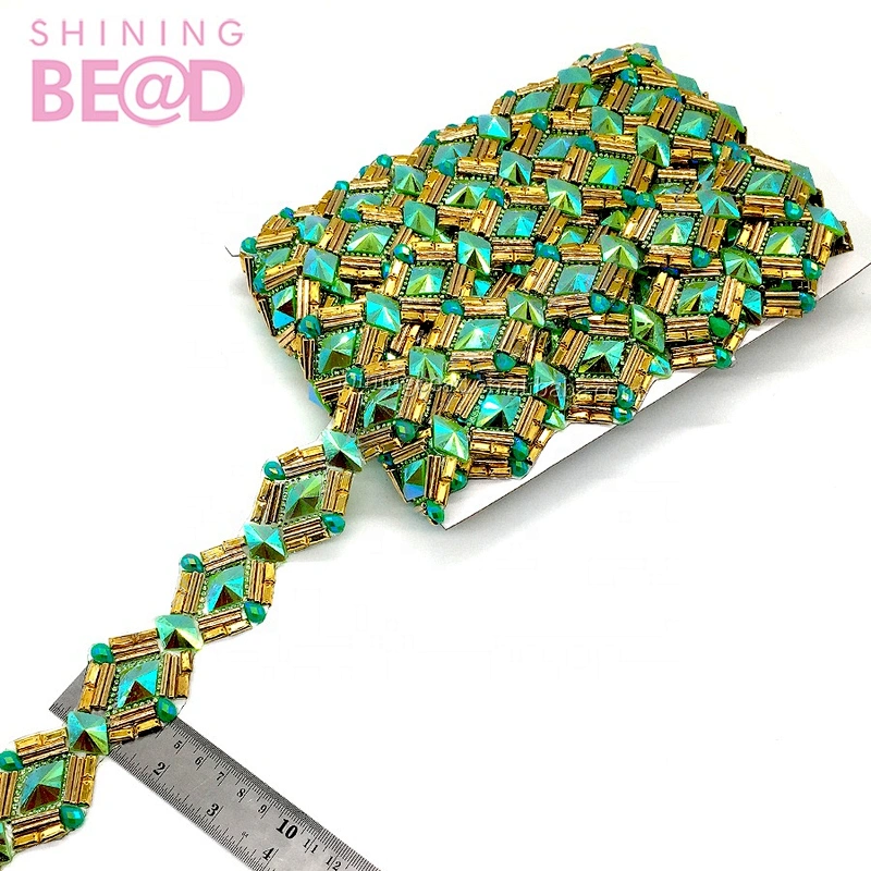 Cheapest iron on cloth rhinestone trimming resin applique ribbon for bag shoe decorate