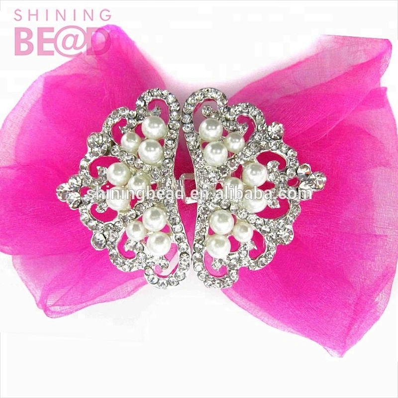 New wedding jewelry rhinestone pearl clasp closure buckles metal pair buckle for party invitation card ribbon