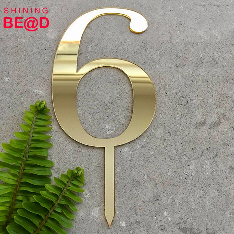 Number 4 Acrylic Gold Mirror Birthday Cake Topper For Birthday And Anniversary Cake Decoration