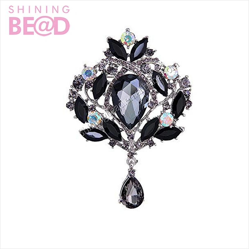 Custom brooch safety pin bead rhinestone vintage brooches jewelry wholesale