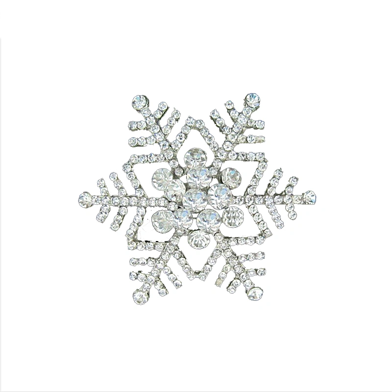 Crystal Rhinestone Silver Plating Snowflake Brooch Embellishment Winter Wedding/Christmas Brooches For Women Dresses/Christmas