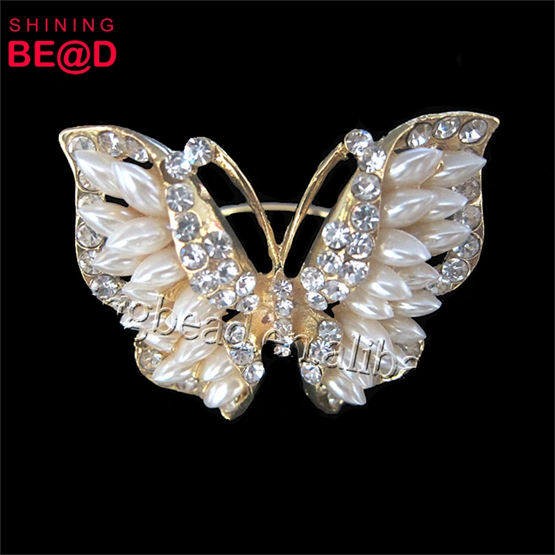 Sparkling Gold Metal Butterfly Pearl Napkin Ring Holder Wedding,Engagement Supplies For Party Deco