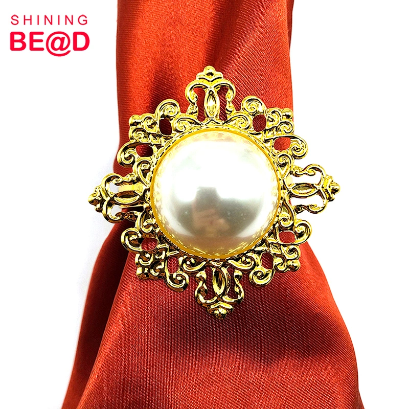 Wholesale Gold Plated Pearl Napkin Ring For Wedding Table Decoration,Gold Rhinestone Napkin Rings,Diamante Napkin Ring