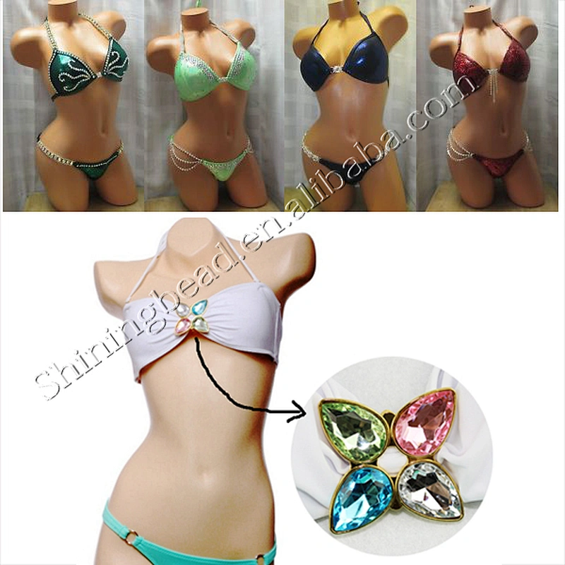 Trade assurance star shaped bikini rhinestone connector for swimwear accessories