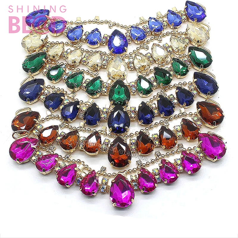 Glass diamond bikini connector Sandals Shoes chain buckle rhinestone women flip flops embellishment
