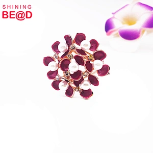 Fashion All-match Alloy Rhinestone Pearl Flower Three-ring Scarf Buckle,Scarf Ring Buckle,Scarf Buckle