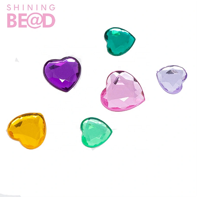 FACTORY SALE! New Arrival heart shape colorful Fashion Design flat back diamond acrylic