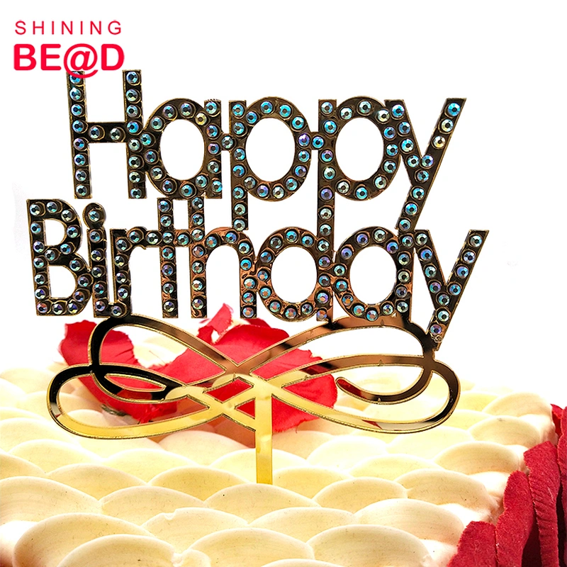 2021 New 3D Printed Cloth Gold Happy Birthday Acrylic Cake Topper For Party Decoration,Acrylic Happy Birthday Cake Topper