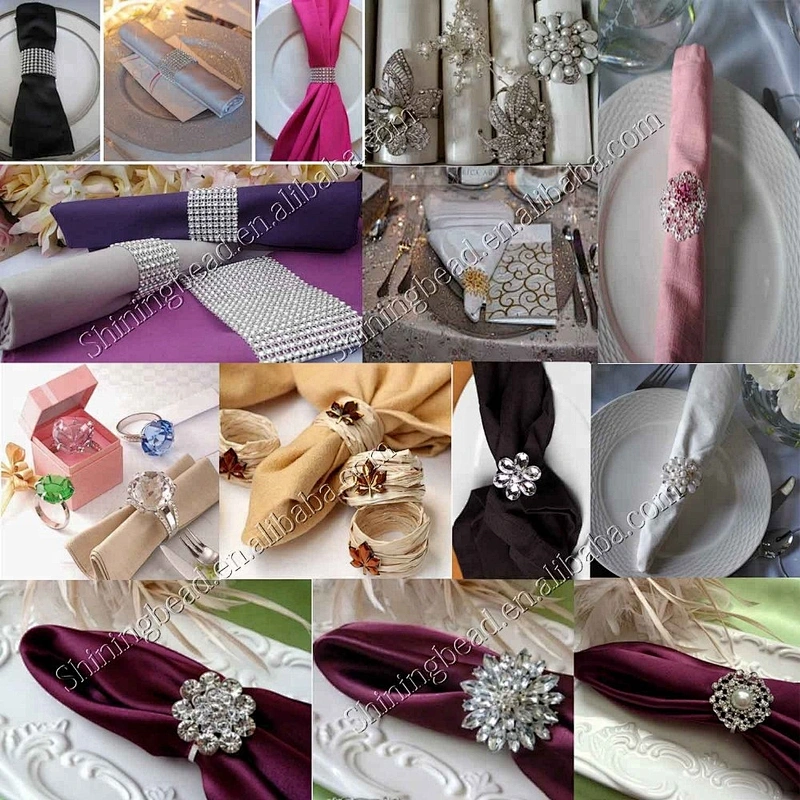 Fashion elegant pearl rhinestone napkin ring for wedding