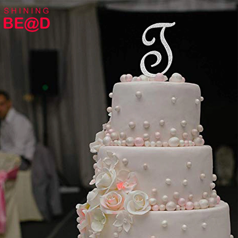 Gold Monogram Jonquil Rhinestones Cake Topper Letter H For Wedding, Birthday & Anniversary Party Decoration