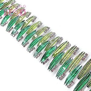 AB resin crystal chain green red trimming  rhinestone metal applique for custom cloth bag