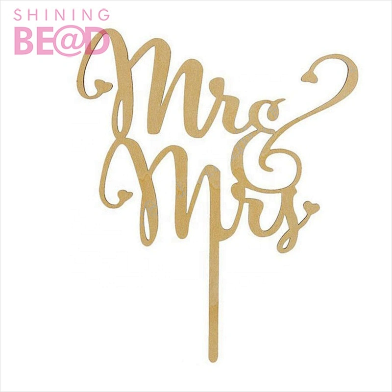 Wholesale Mr and mrs acrylic mirror gold wedding cake topper