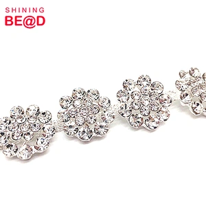 2021 Fashion DIY Flower Shaped Crystal Rhinestone Trimming Chain For Clothes Decoration,Rhinestone Chain Trim